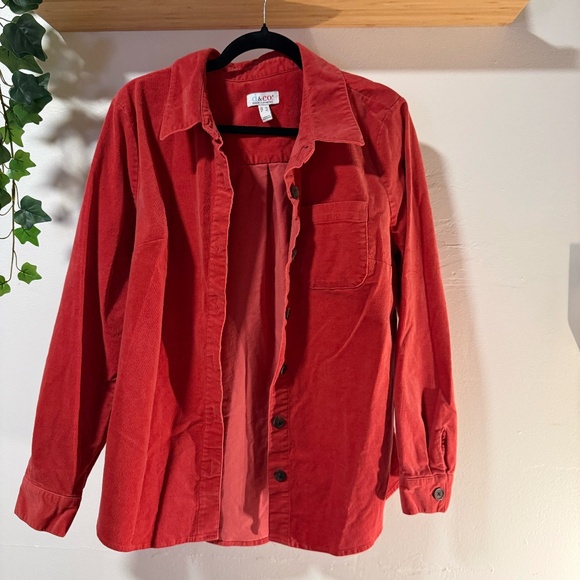 Vintage d&co Red Corduroy Button-Up Shirt Jacket – Women’s L - Picture 1 of 3
